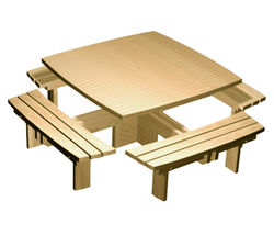 Table carrée quatre bancs Gamme "Style" - Châtaignier