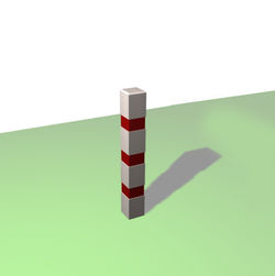 Borne carrée de balisage à 3 bandes rouges rétro-réfléchissantes - Châtaignier