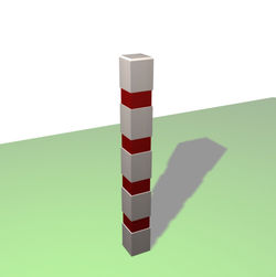 Borne carrée de balisage à 4 bandes rouges rétro-réfléchissantes - Châtaignier
